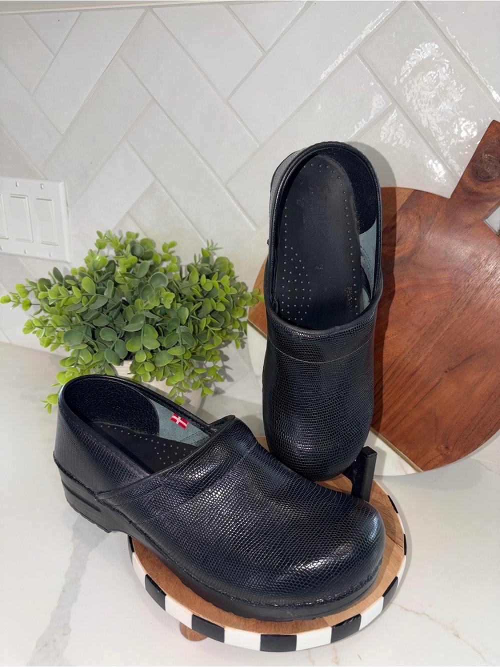 Sanita Black original Danish leather Clogs MULES EU 42 - Women's 11 Men's 9 NEW
